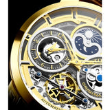 Stuhrling 371A 03 Luciano Automatic Skeleton Dual Time AM/PM Leather Mens Watch