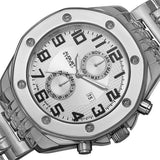 August Steiner AS8140SS Swiss Quartz Month Date GMT Silvertone Mens Watch