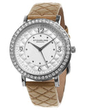 Stuhrling Original Audrey 786 01 Crystal Accented Leather Strap Womens Watch