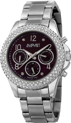 August Steiner AS8136SSPU Swiss Quartz Day Date GMT Purple Dial Womens Watch