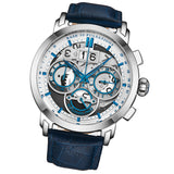 Stuhrling Original  4030 1 Imperia Chronograph Date Blue Leather Mens Watch