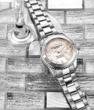 Stuhrling 3950L 1 White Mother of Pearl Date Stainless Steel Womens Watch