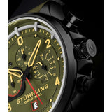 Stuhrling Original 929 04 Chronograph Date Quartz Green Leather Mens Watch