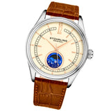 Stuhrling Original 897 03 Celestia Moon Phase Brown Leather Strap Watch