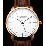 Stuhrling 3997 7 Quartz Date Brown Embossed Leather Strap Mens Watch