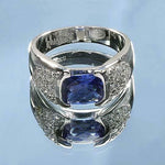 PLATINUM VERMEIL BLUE TANZANITE CZ RING