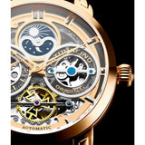 Stuhrling 371B 04 Luciano Automatic Skeleton Dual Time AM/PM Bracelet Mens Watch