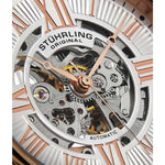 Stuhrling Original 3942 4 Automatic Skeleton Brown Leather Strap Mens Watch