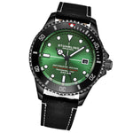 Stuhrling 883HB 04 Depthmaster Automatic Diver Leather Date Mens Watch