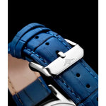 Stuhrling 3997 3 Quartz Date Blue Embossed Leather Strap Mens Watch
