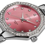 August Steiner AS8044PK Swiss Quartz Diamond Markers Crystal Bezel Womens Watch