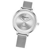 Stuhrling 3946 1 Diamond Accent Mesh Stainless Steel Bracelet Womens Watch