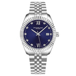 Stuhrling Original 4024 2 Classic Stainless Steel Date Blue Dial Womens Watch