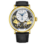 Stuhrling 3981 3 Ares Automatic Skeleton Black Leather Strap Mens Watch