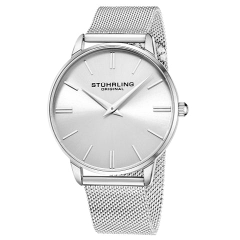 Stuhrling 3998 1 Symphony Preston Stainless Steel Mesh Bracelet Mens Watch