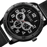 August Steiner AS8115BK Day Date GMT 30M WR Mesh Bracelet Black Mens Watch