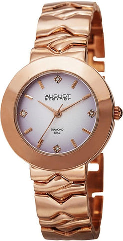 August Steiner AS8157RG Diamond Markers Purple Dial Rosetone Womens Watch
