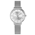 Stuhrling 3948 1 Crystal Accented Mesh Stainless Steel Bracelet Womens Watch