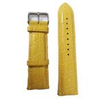 Brizo 24mm Yellow Crocodile Style Genuine Leather Silver-tone Stainless Steel Buckle Strap w/quick change pins