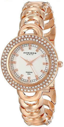 Akribos XXIV AK804RG Diamond Accented Bezel Dial Rosetone Womens Watch