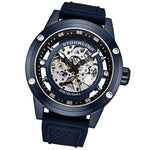 Stuhrling Original 4034 2 Automatic Skeleton Blue Rubber Strap Mens Watch