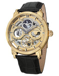 Stuhrling 371 02 Automatic Skeleton Dual Time AM/PM Indicator Leather Mens Watch