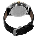 Akribos XXIV AK870YGB Day Date GMT Leather Strap Goldtone Black Mens Watch