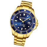 Stuhrling 3950 8 Aquadiver Date Stainless Steel Blue Dial Mens Watch