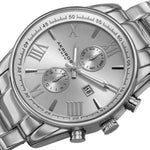 Akribos XXIV AK812SS Swiss Quartz Dual-Time Multifunction Silvertone Mens Watch