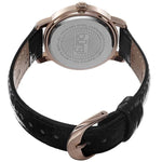 Burgi BUR096RG Diamond Markers Bezel Black Leather Strap Rosetone Womens Watch