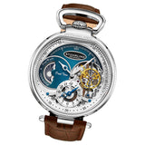 Stuhrling 4033 2 Modena  Automatic Dual Time Skeleton AM/PM Blue Mens Watch