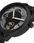 Stuhrling 686 03 Tesla Dual Time Open Heart Automatic Black Leather Mens Watch