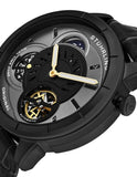 Stuhrling 686 03 Tesla Dual Time Open Heart Automatic Black Leather Mens Watch