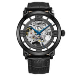 Stuhrling 3964L 3 Automatic Skeleton Black Leather Strap Mens Watch