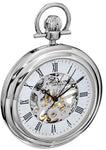 Stuhrling 6053 33113 Vintage Stainless Steel Mechanical Silver Mens Pocket Watch