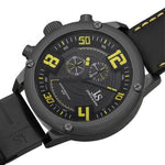 Joshua & Sons JS70YL Swiss Quartz Date GMT Yellow Accented Black Mens Watch