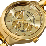 Akribos XXIV AK677YG Swiss Quartz Diamond GMT Day Date Goldtone Womens Watch Set