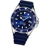 Stuhrling 3950R 2 Aquadiver Quartz Date Blue Rubber Strap Mens Watch