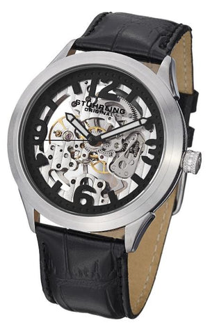 Stuhrling 765 01 Aristocrat Commerce Mechanical Skeleton Leather Mens Watch