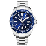 Stuhrling 3950A 2 Aquadiver Date Stainless Steel Blue Dial Mens Watch