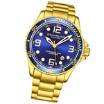 Stuhrling 3930 8 Aquadiver Date Blue Dial Stainless Steel Bracelet Mens Watch