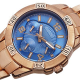 August Steiner AS8143RGBU Quartz Day Date GMT Blue Dial Rosetone Mens Watch