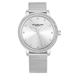 Stuhrling Original 3904 1 Vogue Quartz Crystal Accented Mesh Bracelet Womens Watch