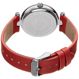 Burgi BUR169RD Analog Quartz Silver-Tone Diamond Dial Leather Strap Womens Watch