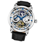 Stuhrling 3924 1 Anatol Automatic Skeleton Dual Time AM/PM Leather Mens Watch