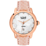 Burgi BUR014P Diamond Swiss Date Pink Leather Strap Womans Watch