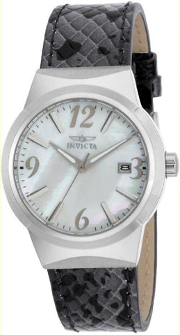 Invicta 17300 Angel Date MOP Dial Leather Strap Stainless Steel Womens Watch