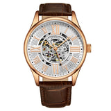 Stuhrling Original 3942 4 Automatic Skeleton Brown Leather Strap Mens Watch