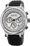 August Steiner AS8085SS Chronograph Tachymeter GMT Date Silvertone Mens Watch