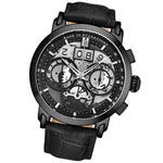 Stuhrling Original  4030 3 Imperia Chronograph Date Black Leather Mens Watch